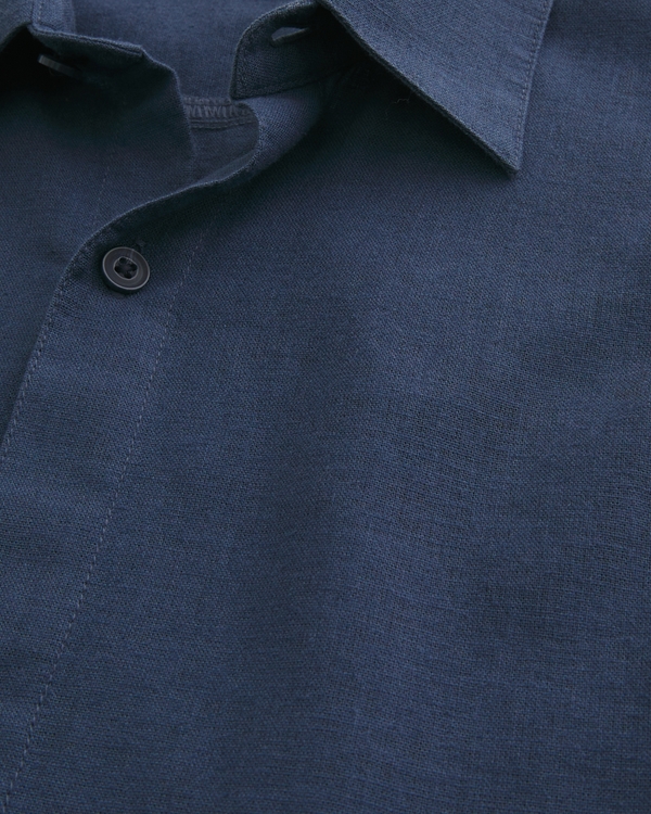 Men's Boxy Short-Sleeve Linen-Blend Shirt | Men's Tops