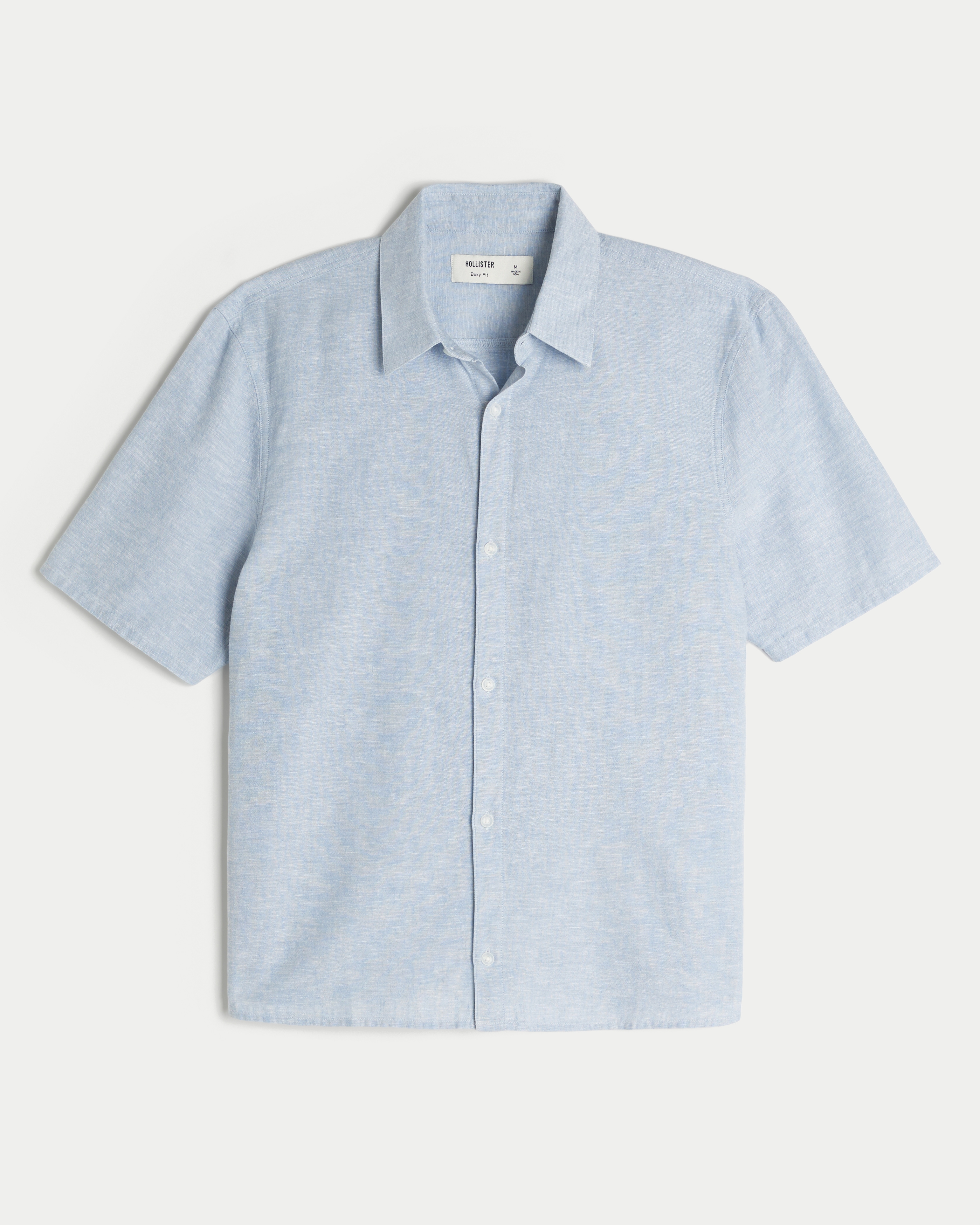 Boxy Short-Sleeve Linen-Blend Shirt