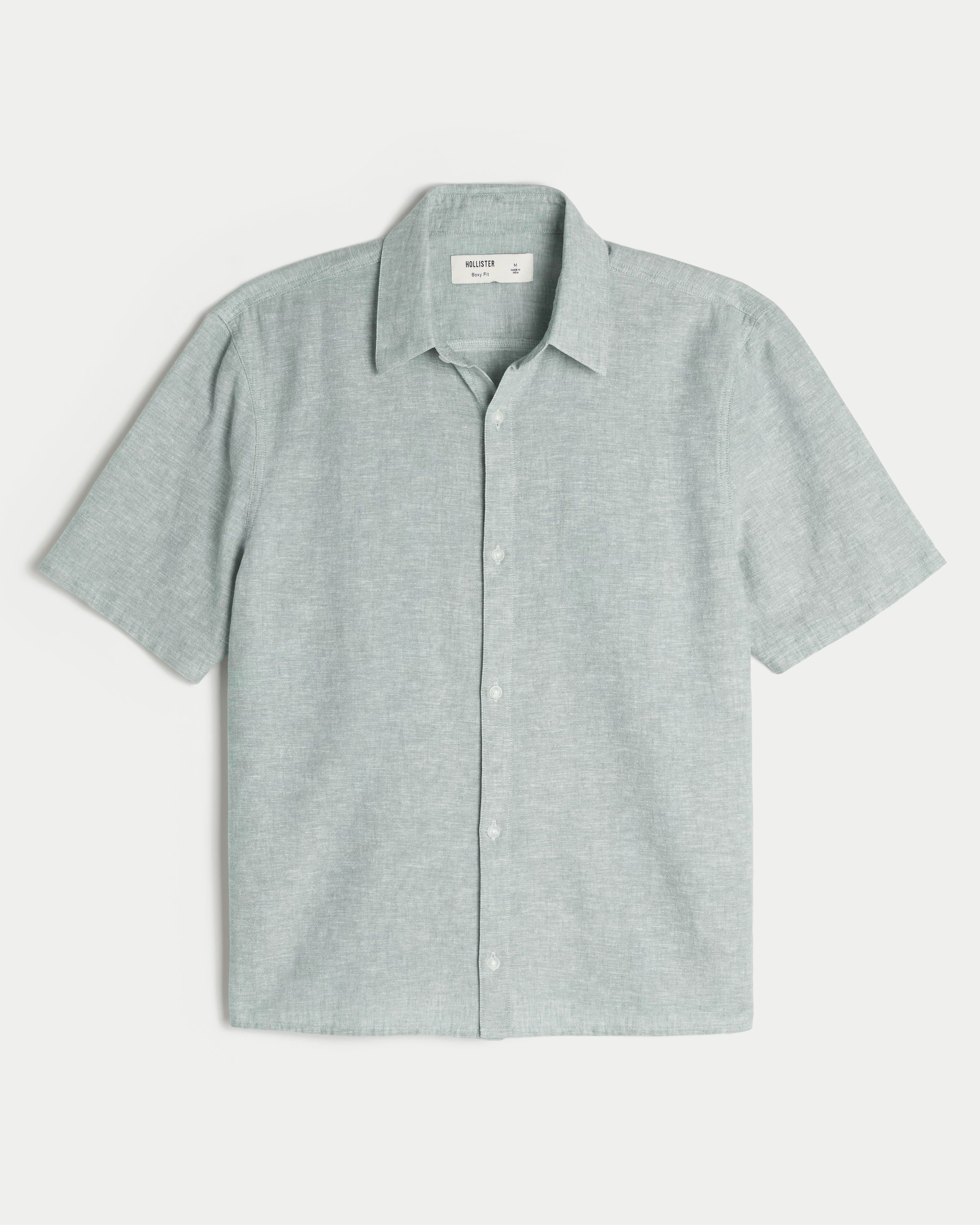 Boxy Short-Sleeve Linen-Blend Shirt