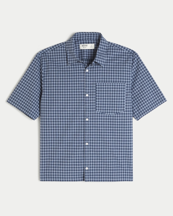 Men's Boxy Short-Sleeve Check Shirt | Men's Tops | HollisterCo.com
