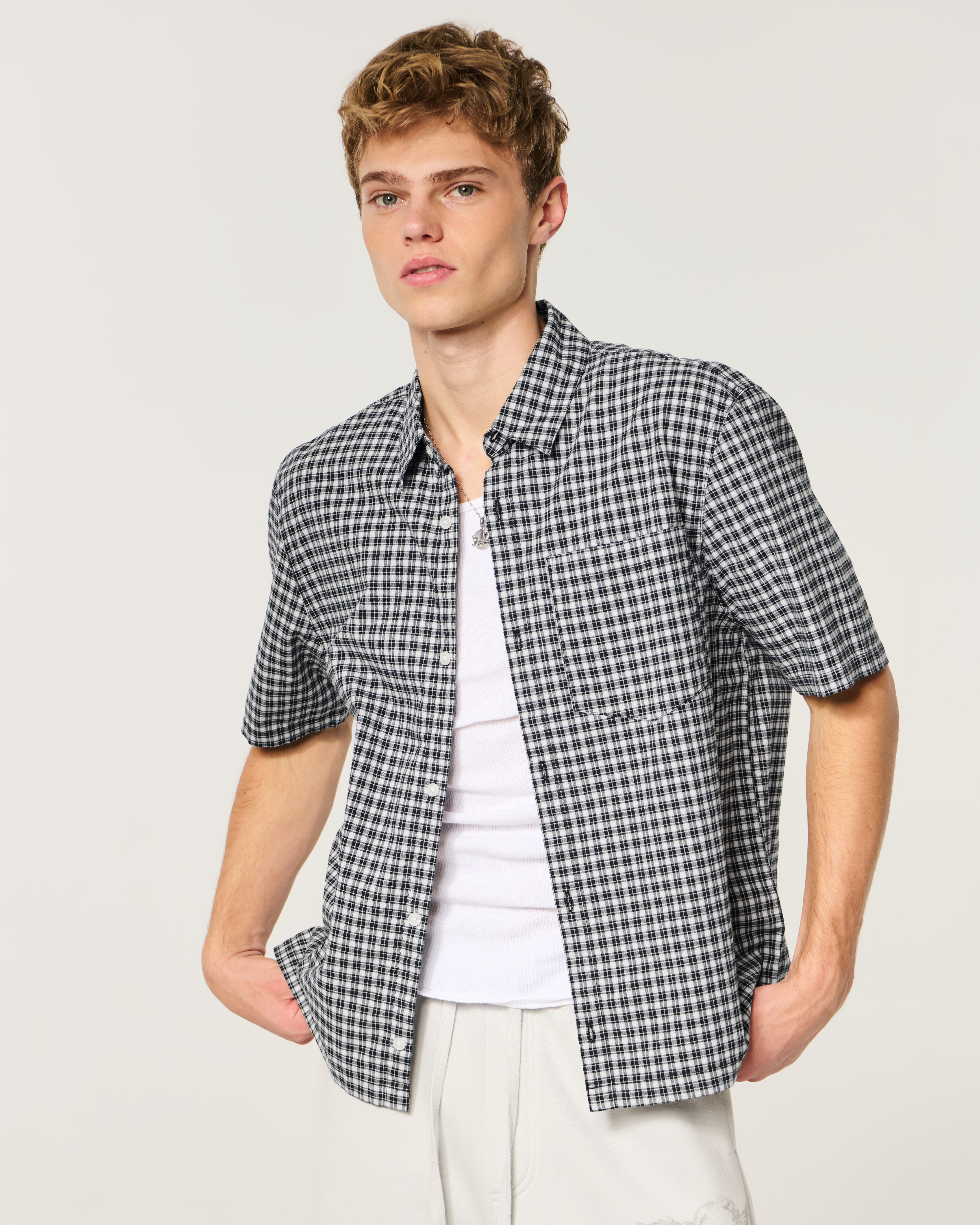 Boxy Short-Sleeve Check Shirt