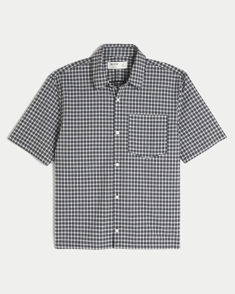 Men's Boxy Short-Sleeve Check Shirt | Men's Clearance