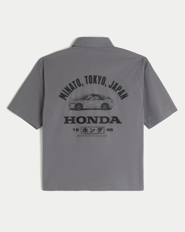Boxy Honda Graphic Mechanic Shirt, Dark Gray view 1
