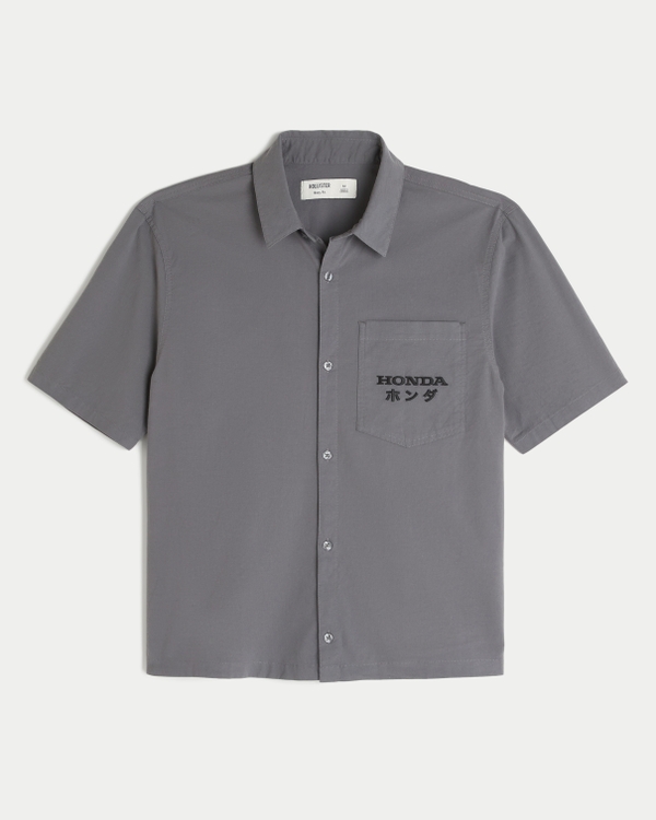 Boxy Honda Graphic Mechanic Shirt, Dark Gray view 2
