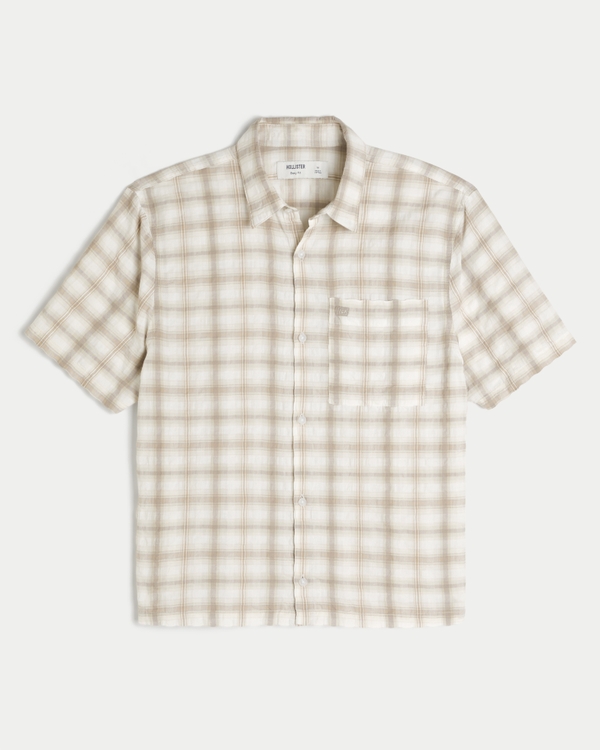 Men's Boxy Short-Sleeve Button-Through Shirt | Men's Tops