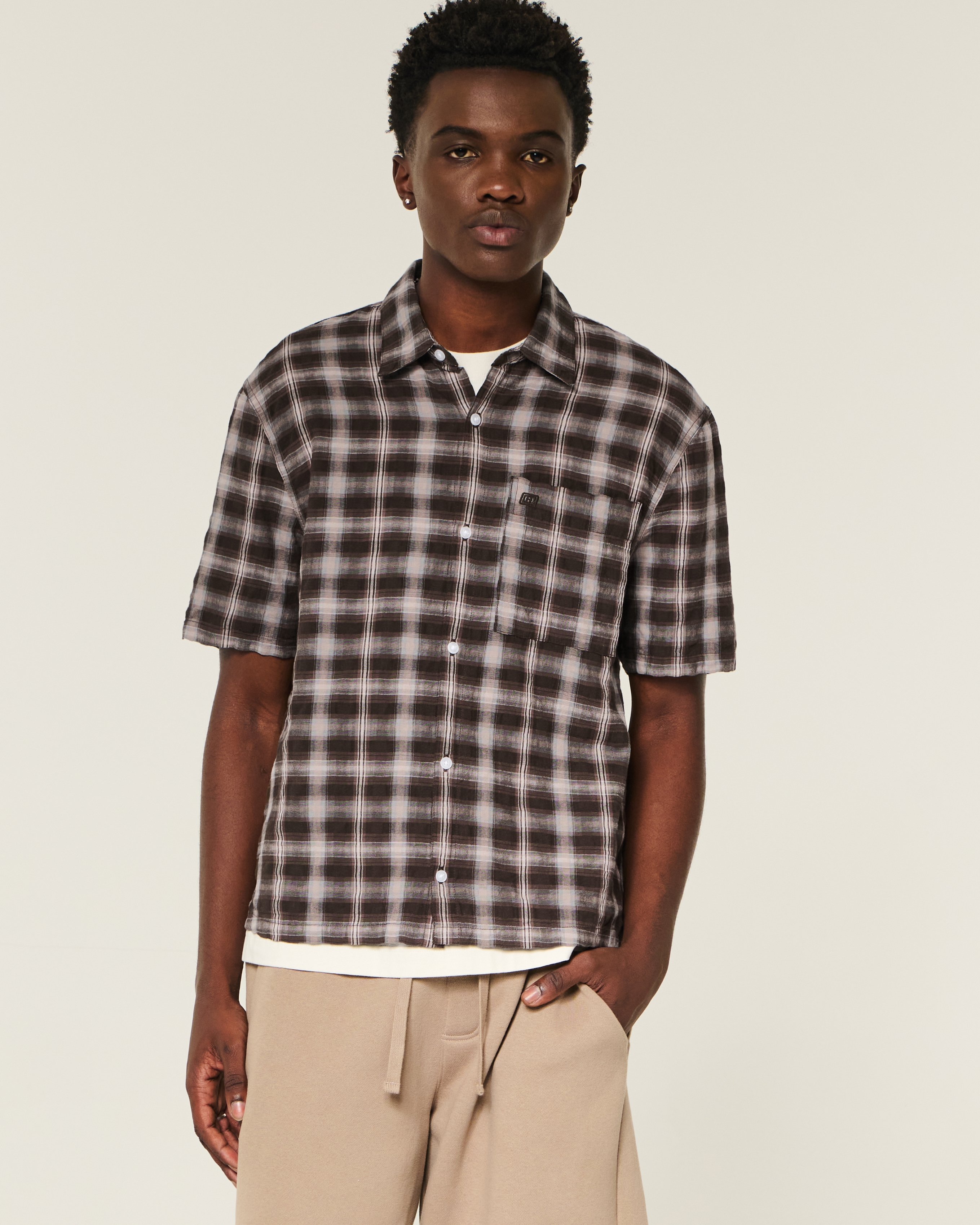 Boxy Short-Sleeve Button-Through Shirt
