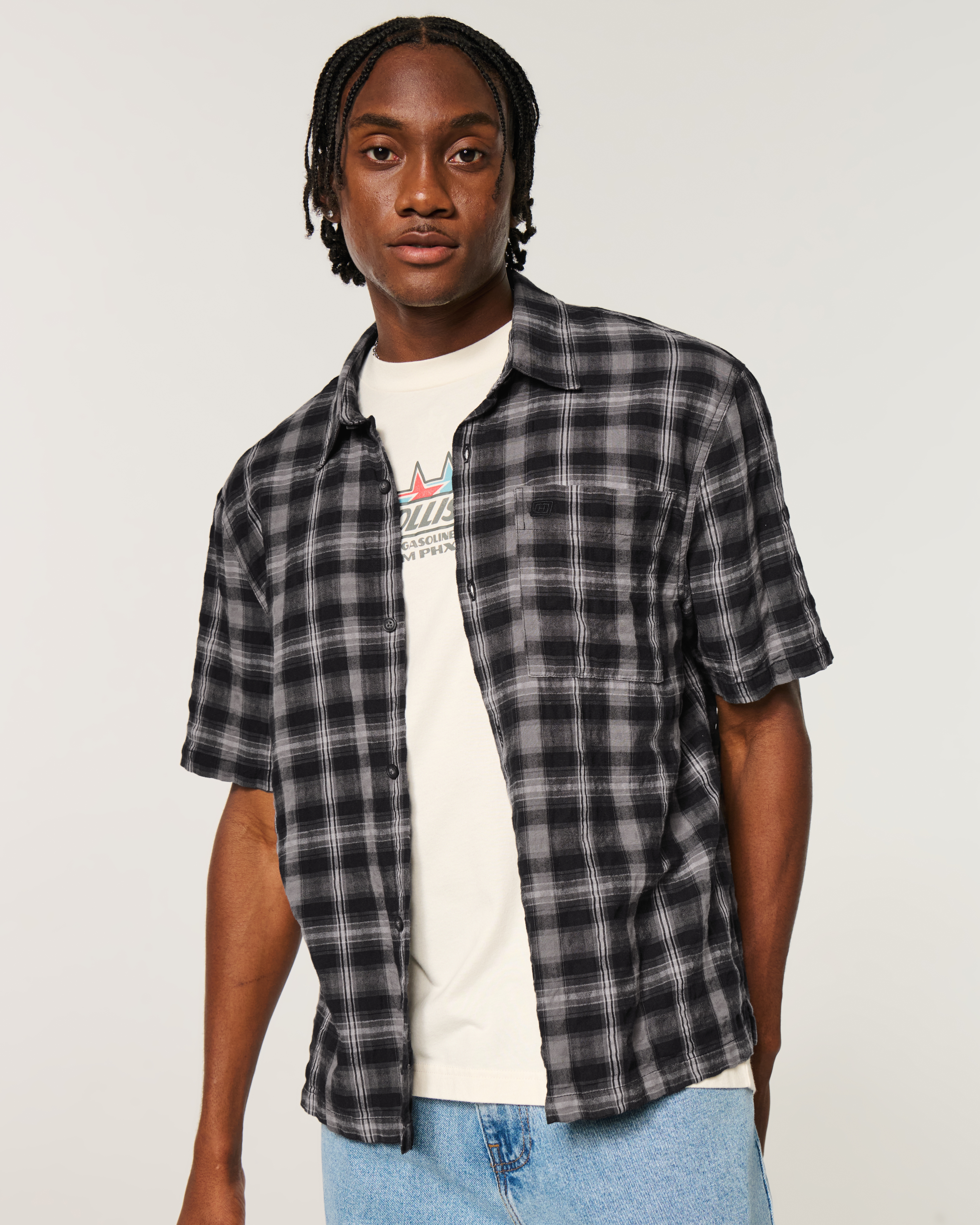 Boxy Short-Sleeve Button-Through Shirt