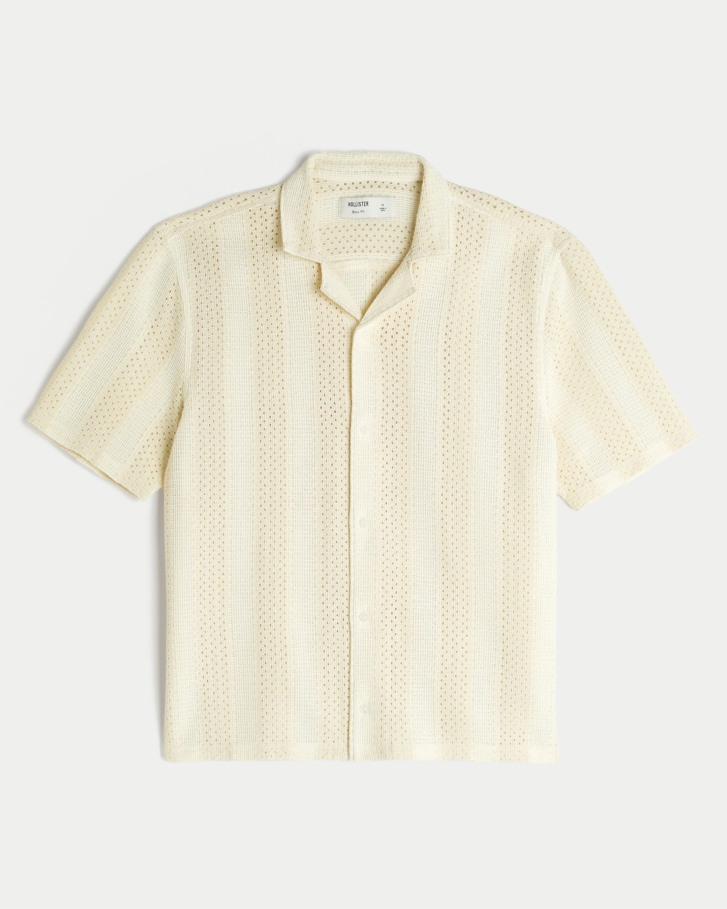 Boxy Short-Sleeve Crochet-Style Shirt