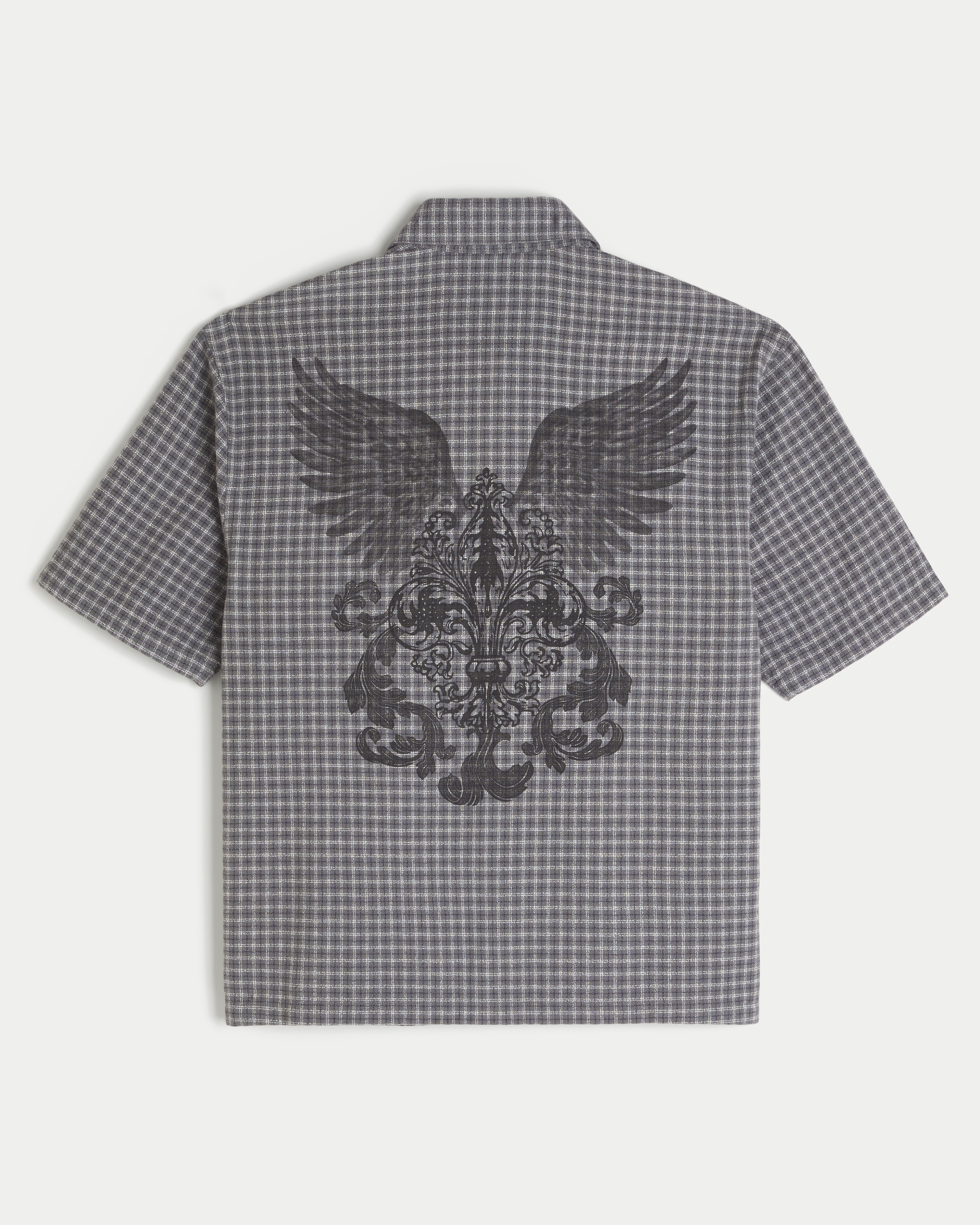 Boxy Short-Sleeve Graphic Check Shirt