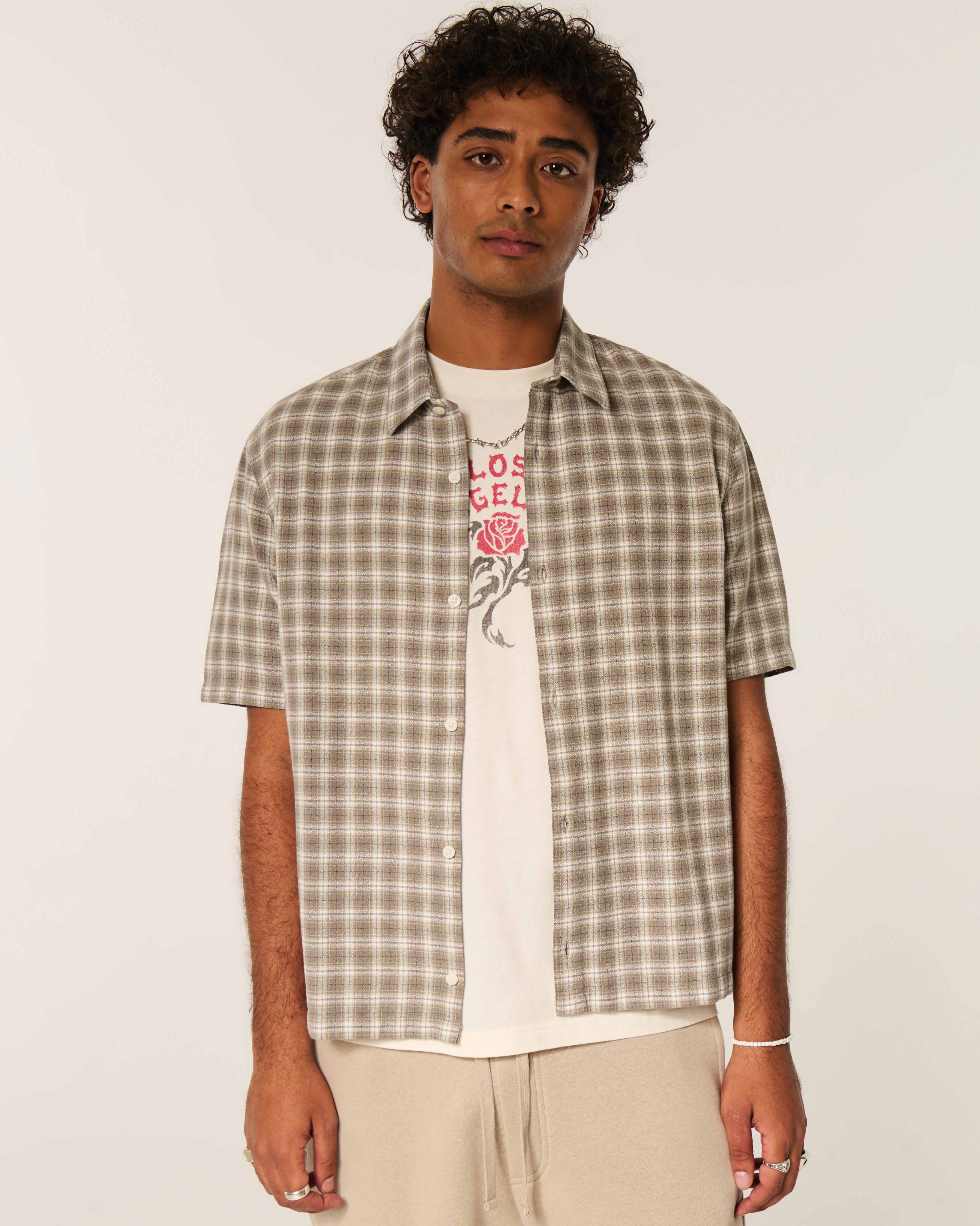 Boxy Short-Sleeve Check Shirt