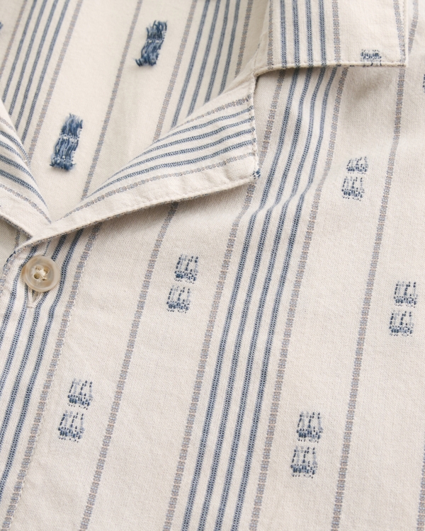 Men's Boxy Cotton Textural Stripe Shirt | Men's Tops | HollisterCo.ca