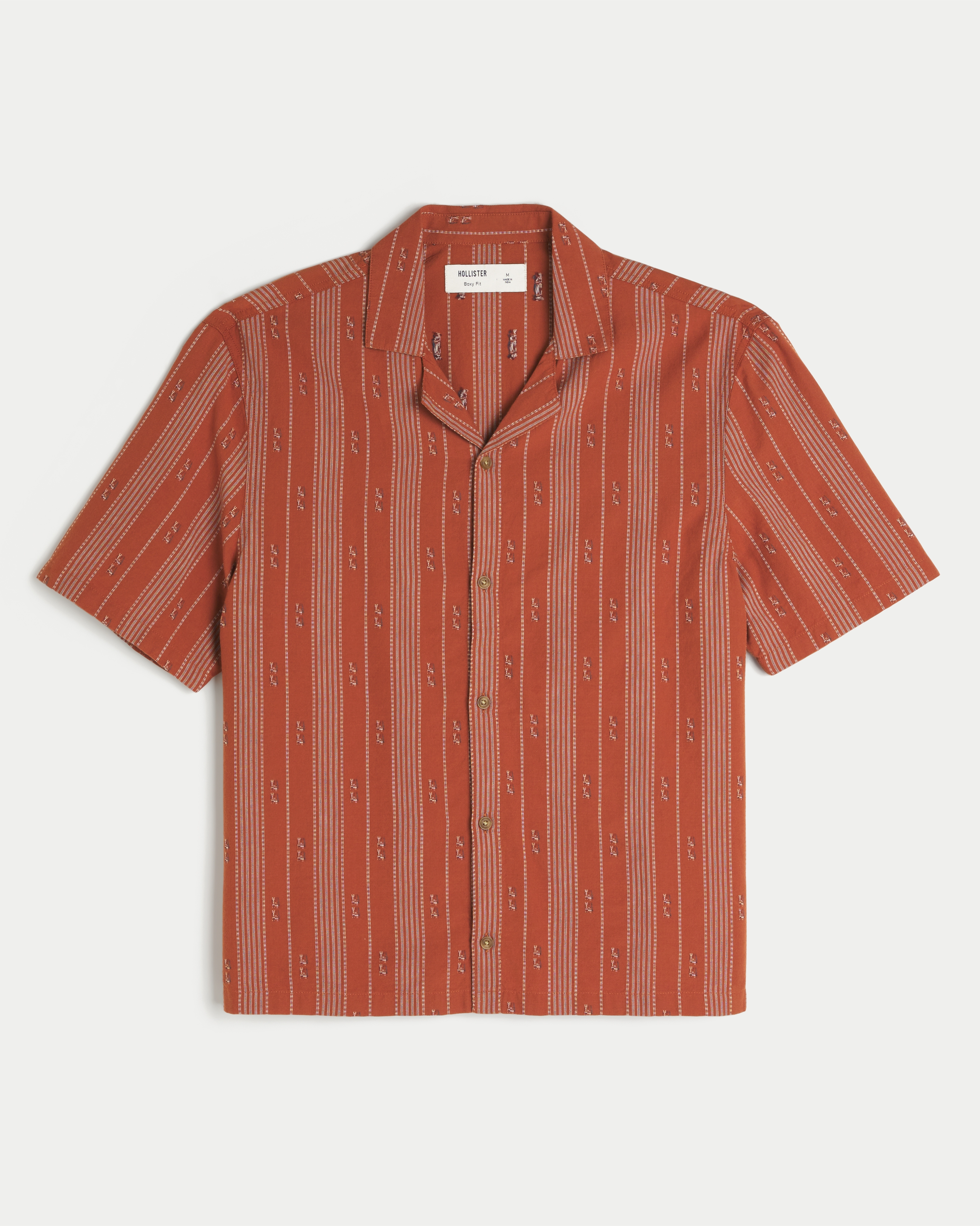 Boxy Cotton Textural Stripe Shirt