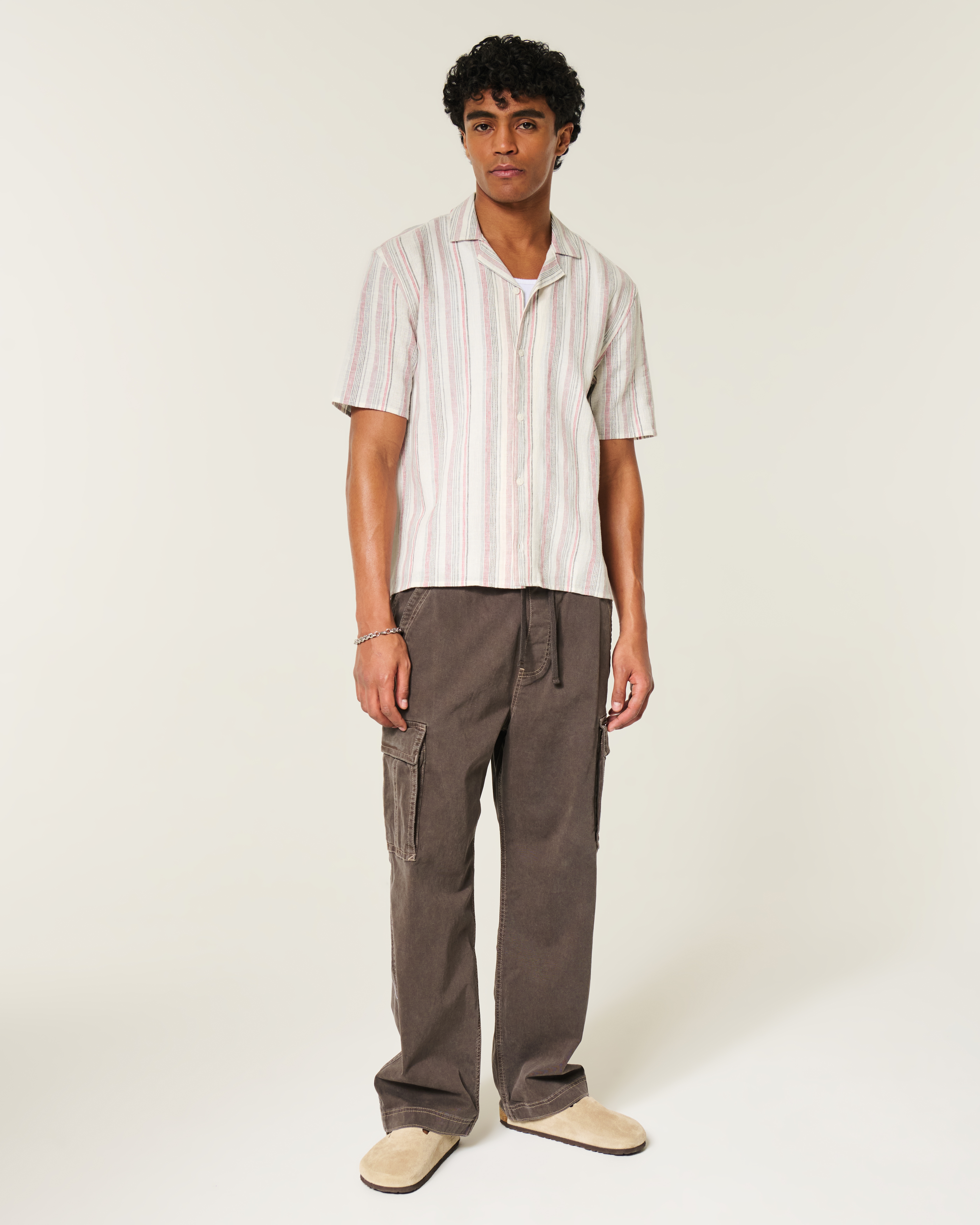 Boxy Short-Sleeve Linen-Blend Shirt