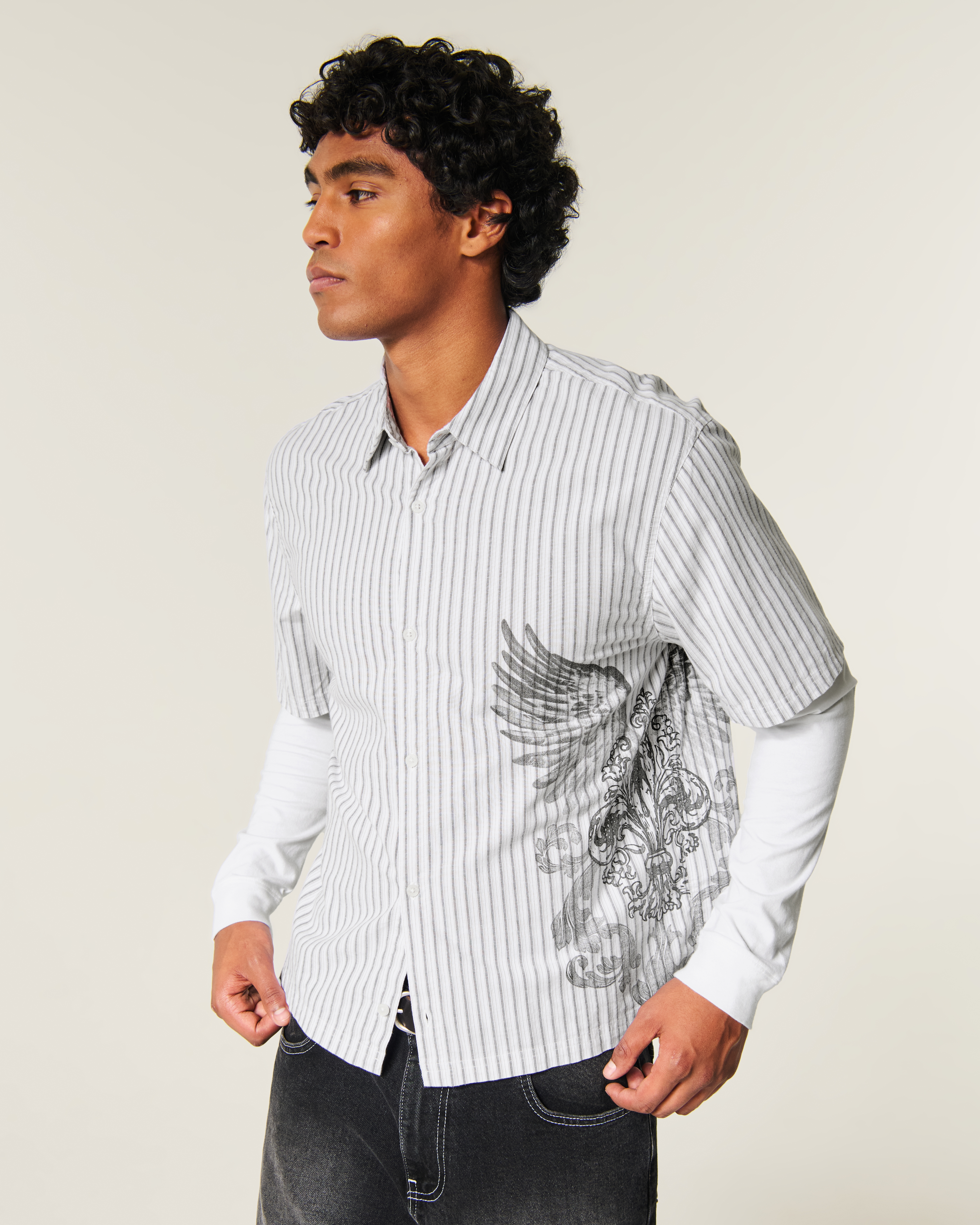 Boxy Layered 2-in-1 Graphic Shirt