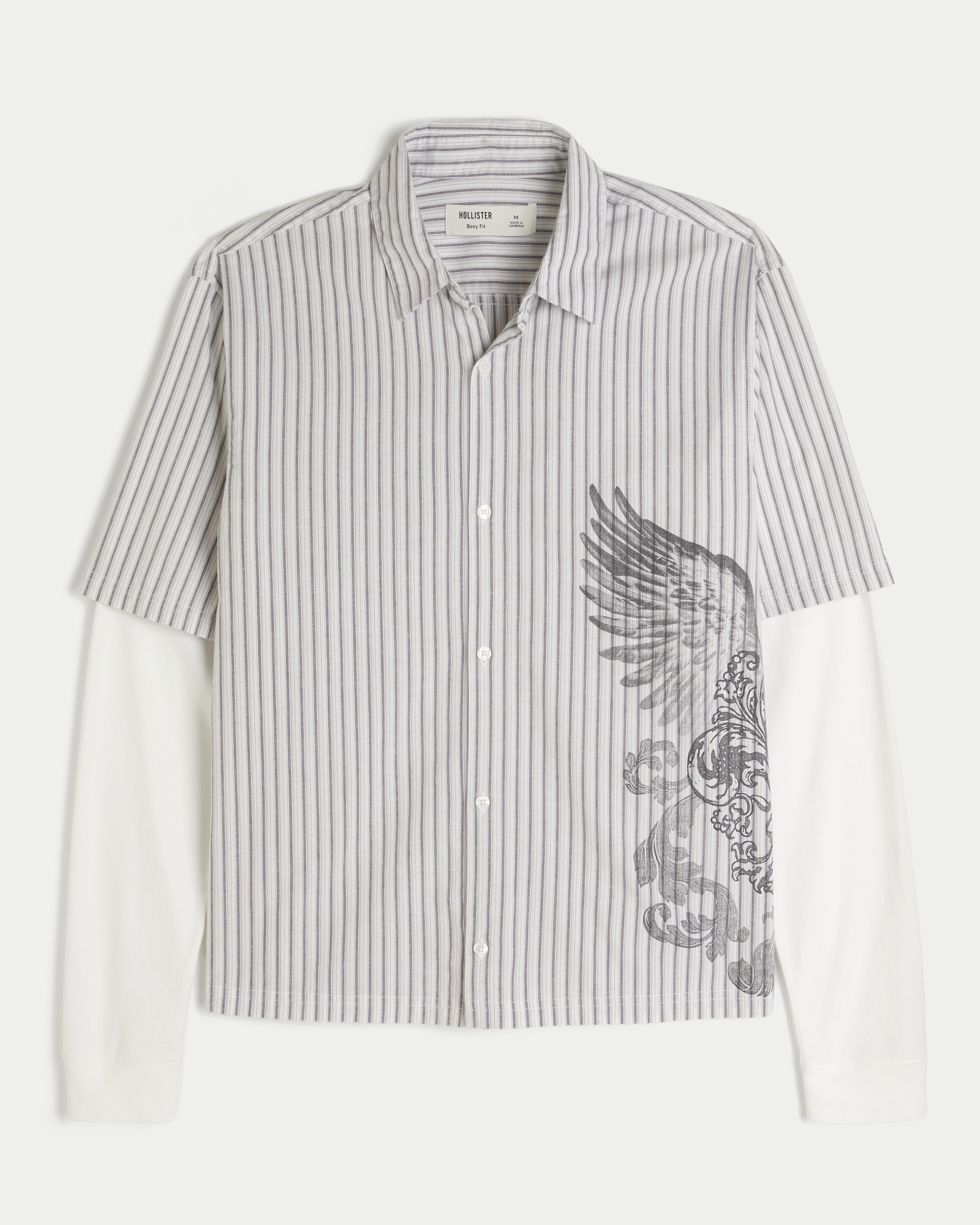 Boxy Layered 2-in-1 Graphic Shirt