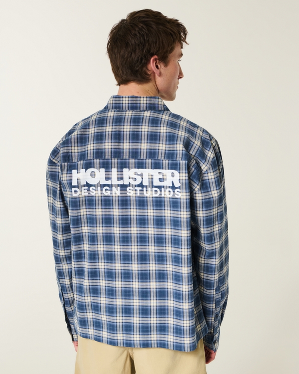 hollister dress shirts Mens S Casual Shirt Check Blue Long Sleeve Cotton Button Dow  Retrospect Clothes The addition of a chest pocket enhances its practicality Hollister short sleeve button up
