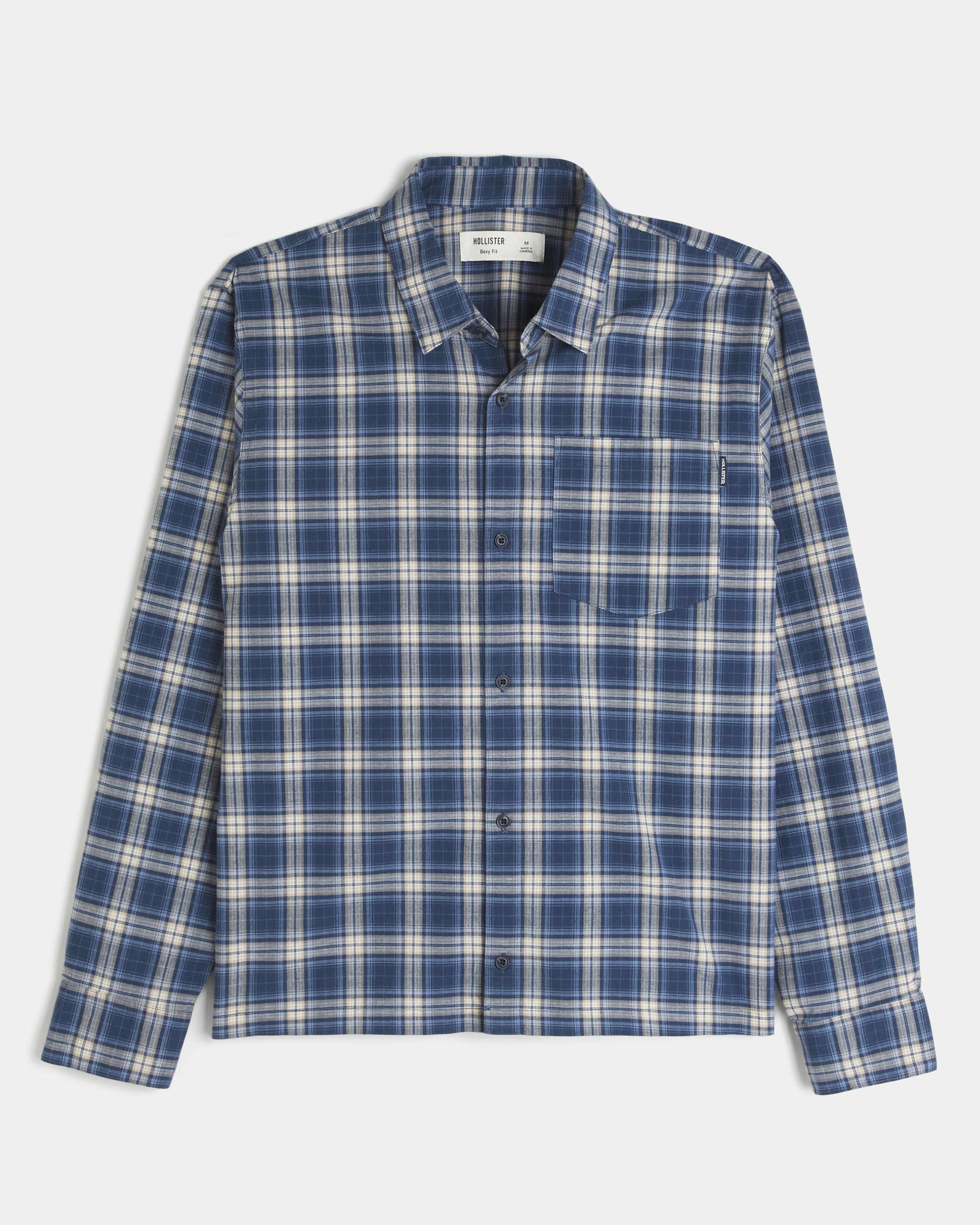 Boxy Poplin Button Front Logo Graphic Shirt