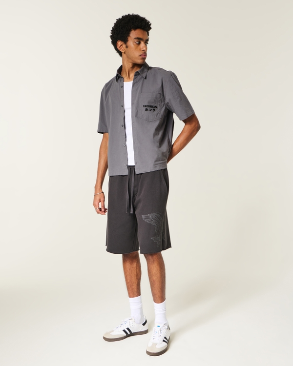 Boxy Honda Graphic Mechanic Shirt, Dark Gray view 2