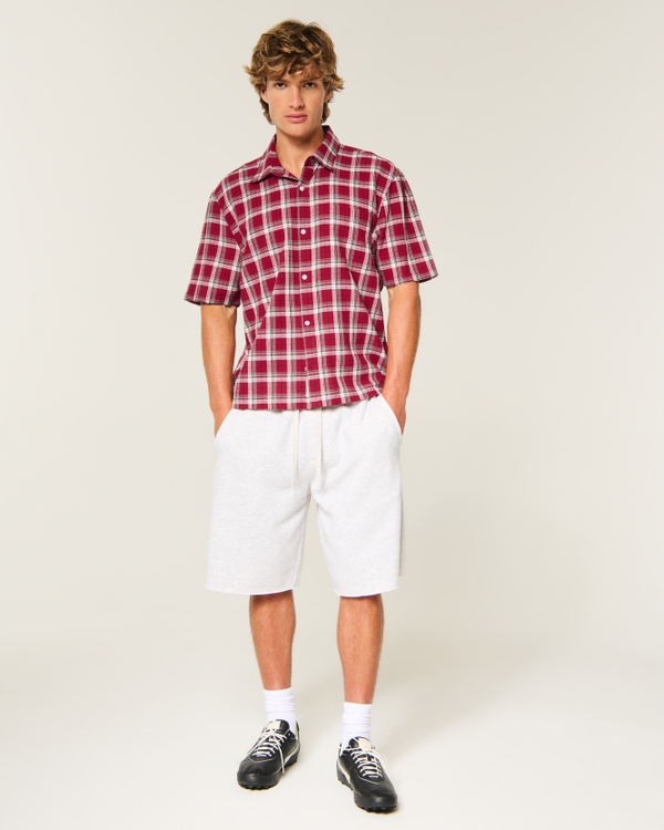 Boxy Short-Sleeve Shirt, Red Plaid view 2