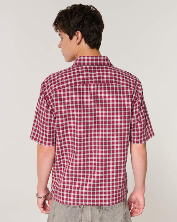 Boxy Short-Sleeve Shirt, Red Check view 2