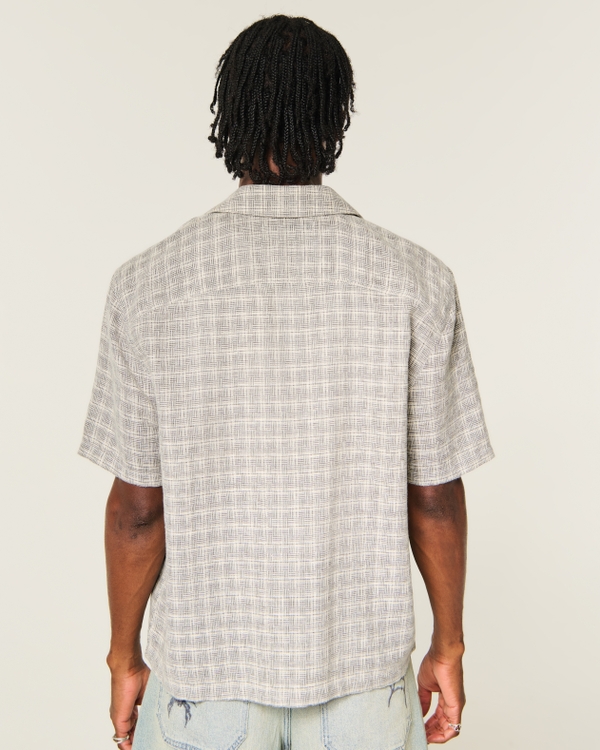 Camisa texturizada abotonada de corte cuadrado y manga corta, Estampado Gris view 2