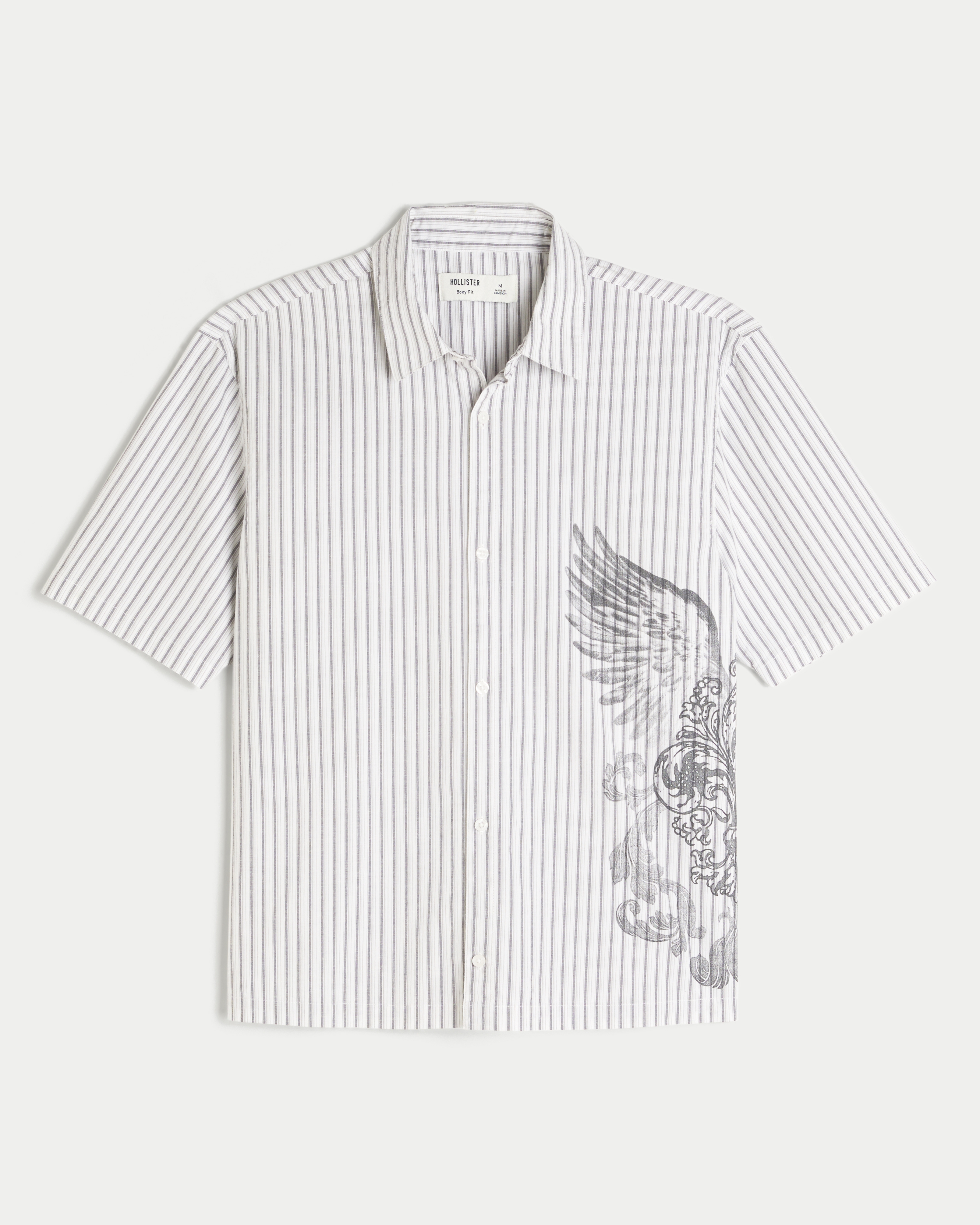Boxy Short-Sleeve Striped Graphic Shirt