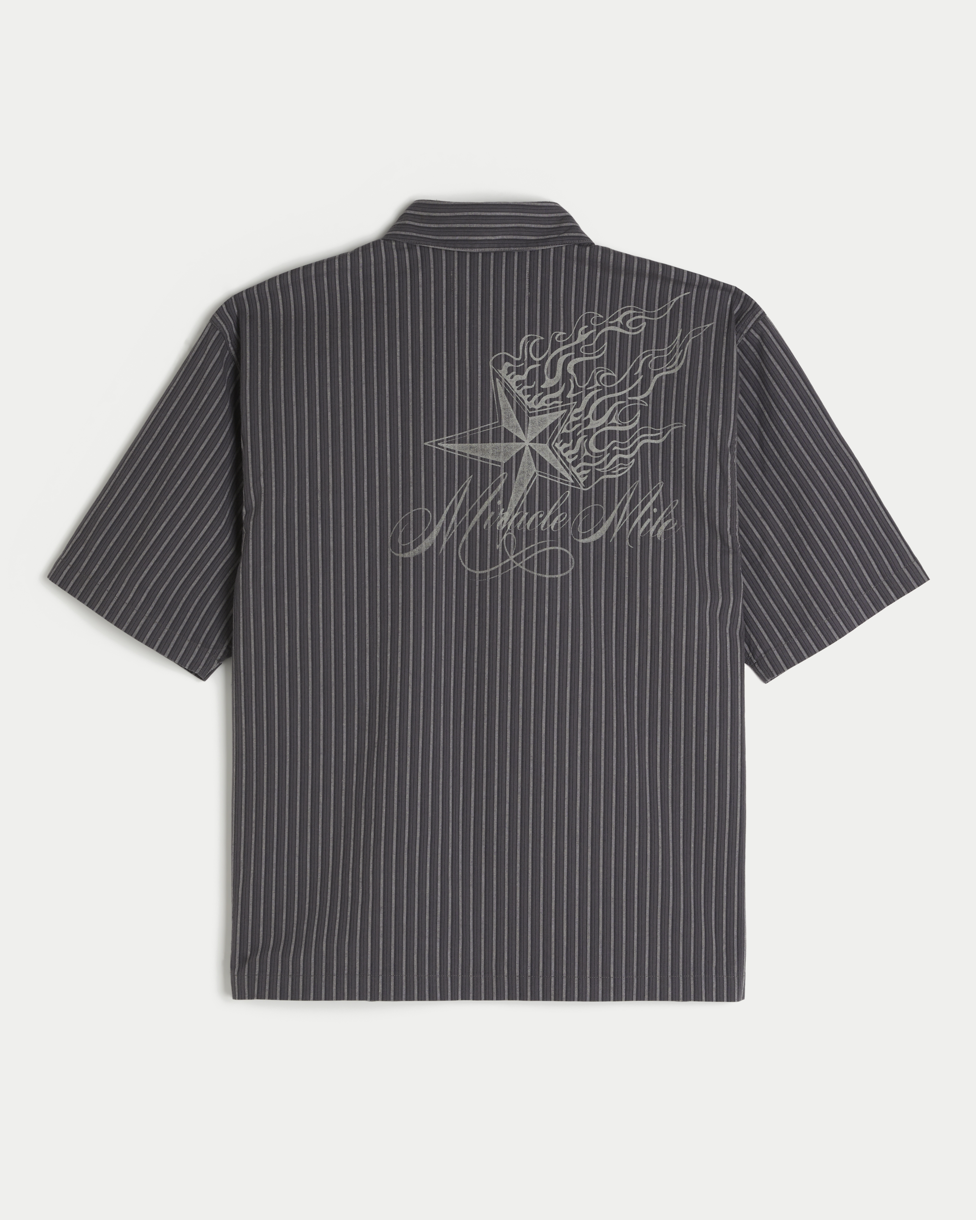 Boxy Short-Sleeve Striped Graphic Shirt