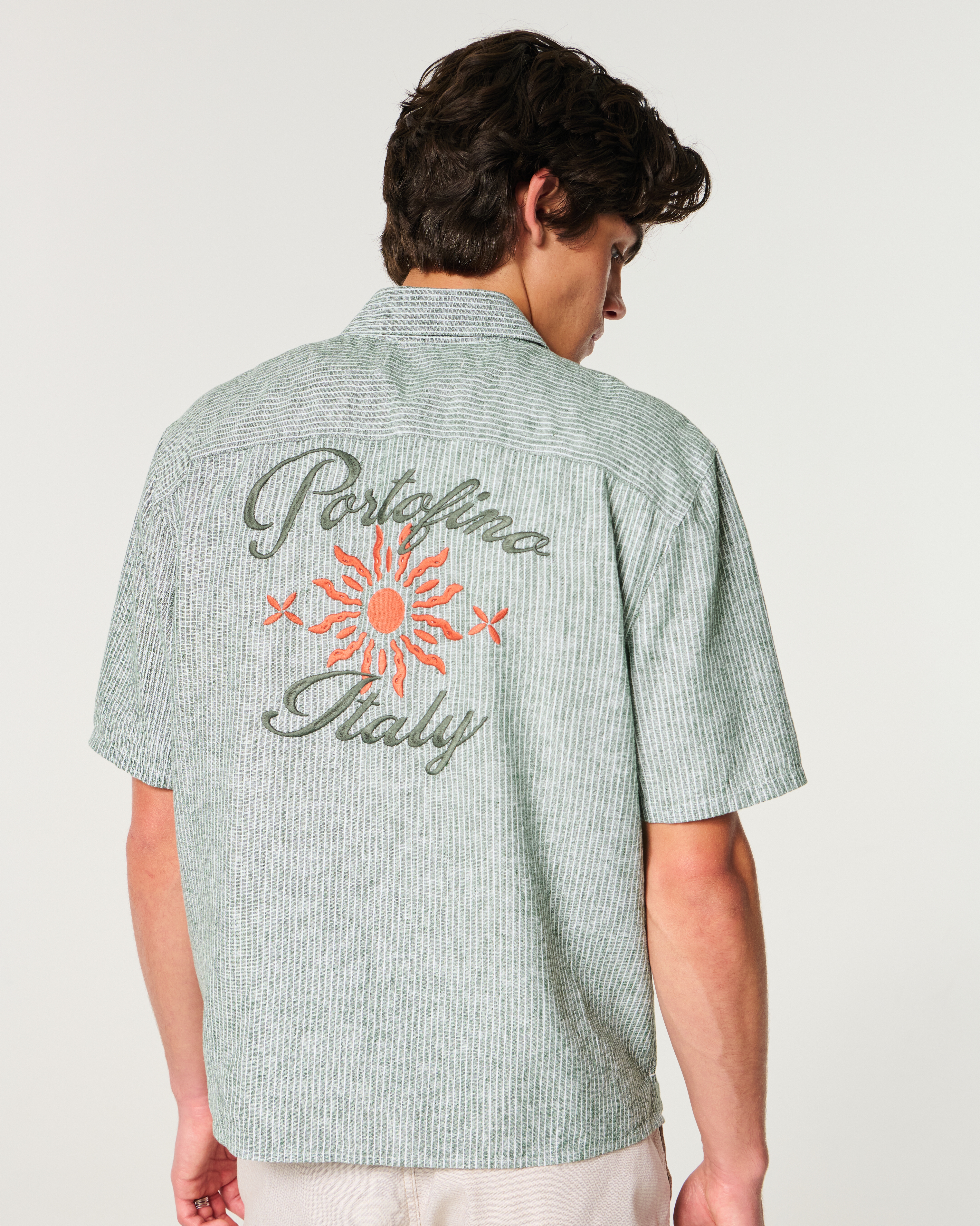 Boxy Short-Sleeve Portofino Italy Graphic Shirt
