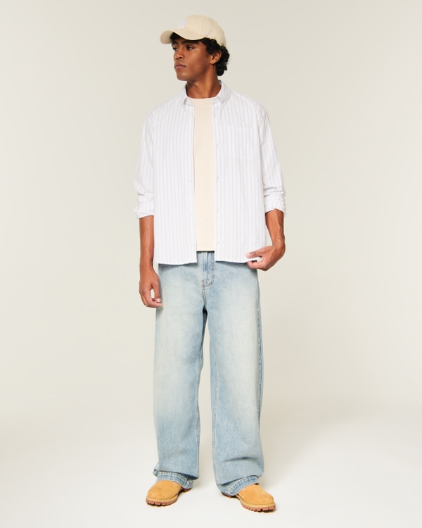 Boxy Oxford Shirt, White Stripe view 2
