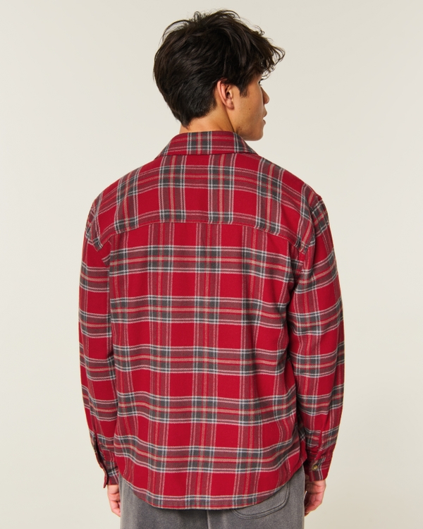 Boxy Flannel Shirt, Red Plaid view 2