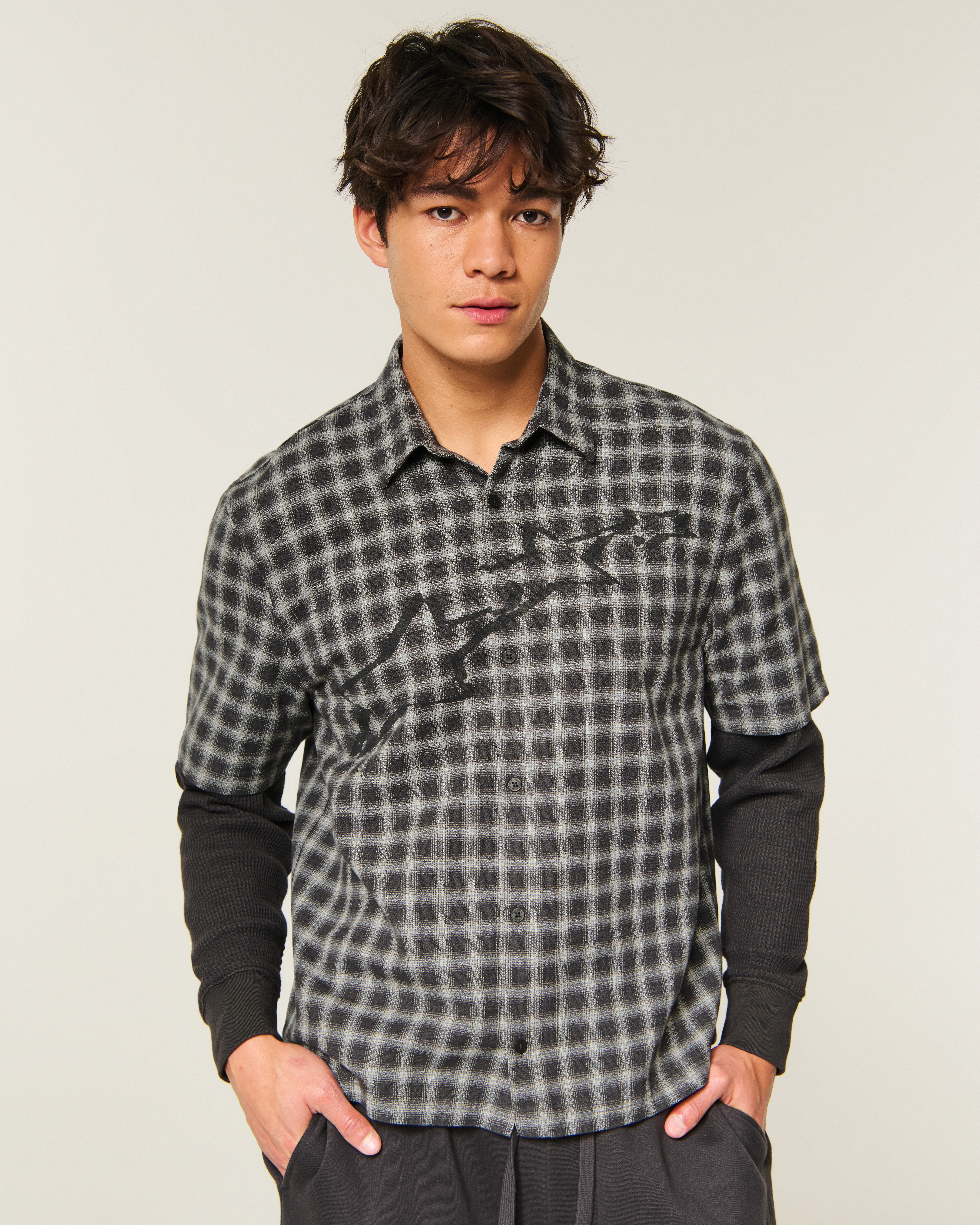 Boxy Thermal Twofer Shirt