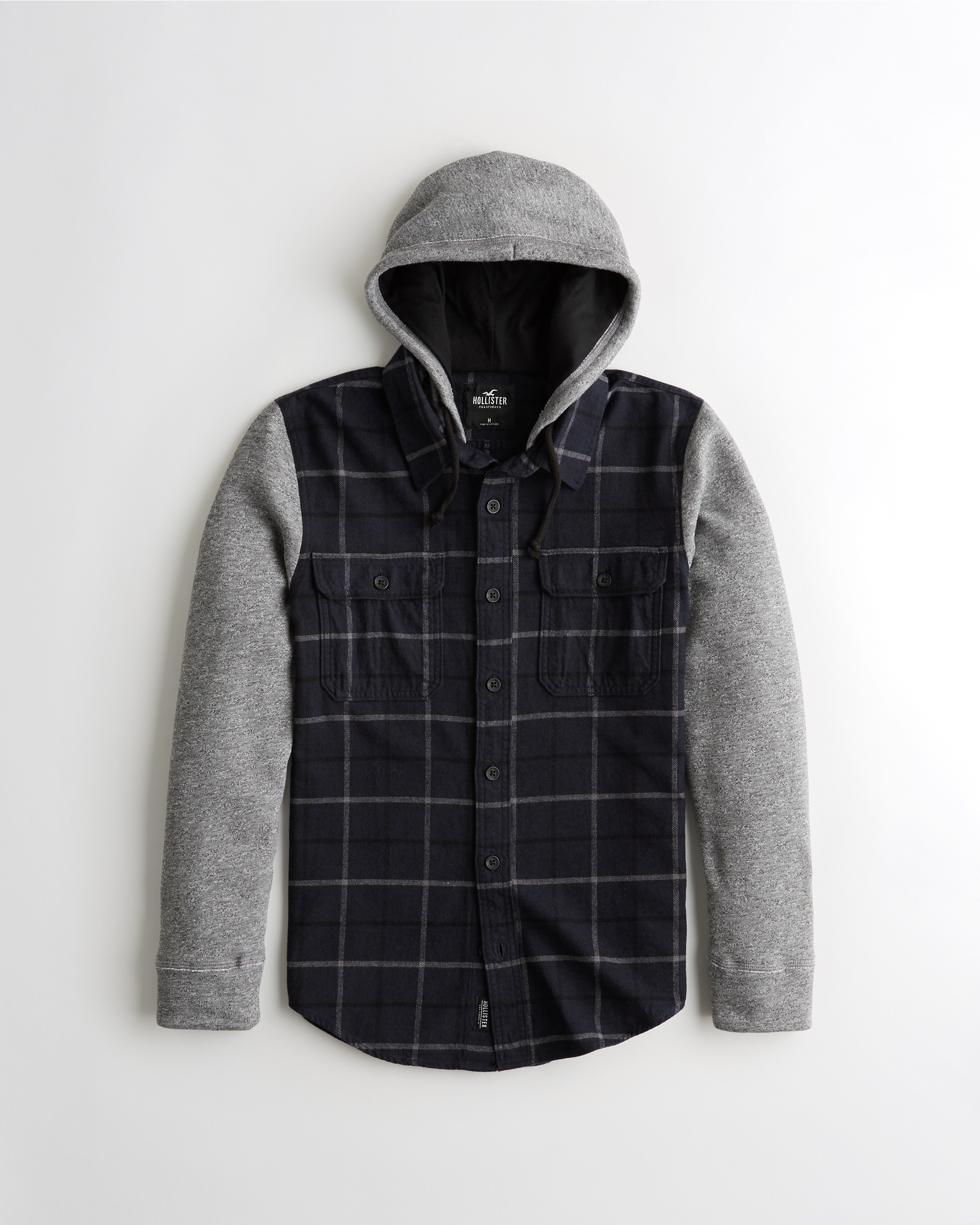 hollister hooded flannel shirt