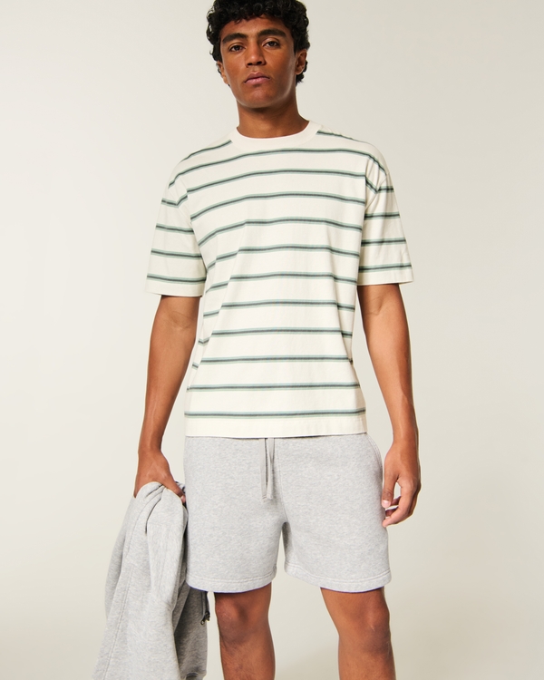 Hollister Feel Good Mid-Thigh Fleece Shorts, Heather Gray view 1