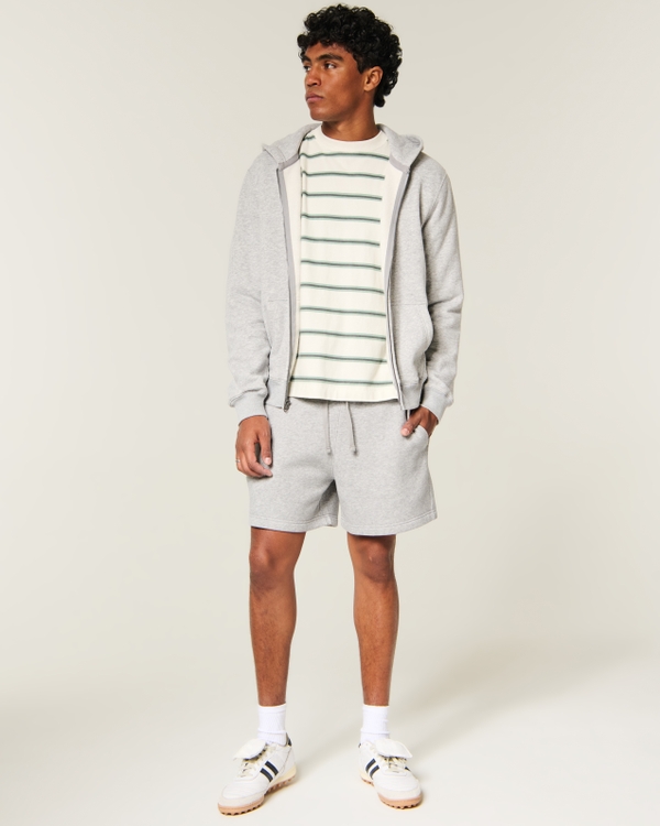Hollister Feel Good Mid-Thigh Fleece Shorts, Heather Gray view 2