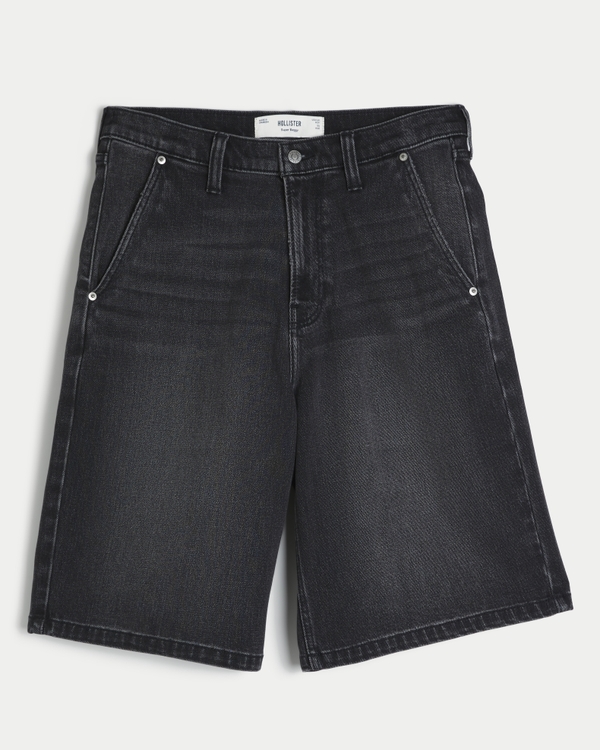 Super Baggy Jean Shorts, Washed Black view 1