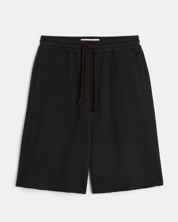 Fleece Super Baggy Shorts, Black view 1