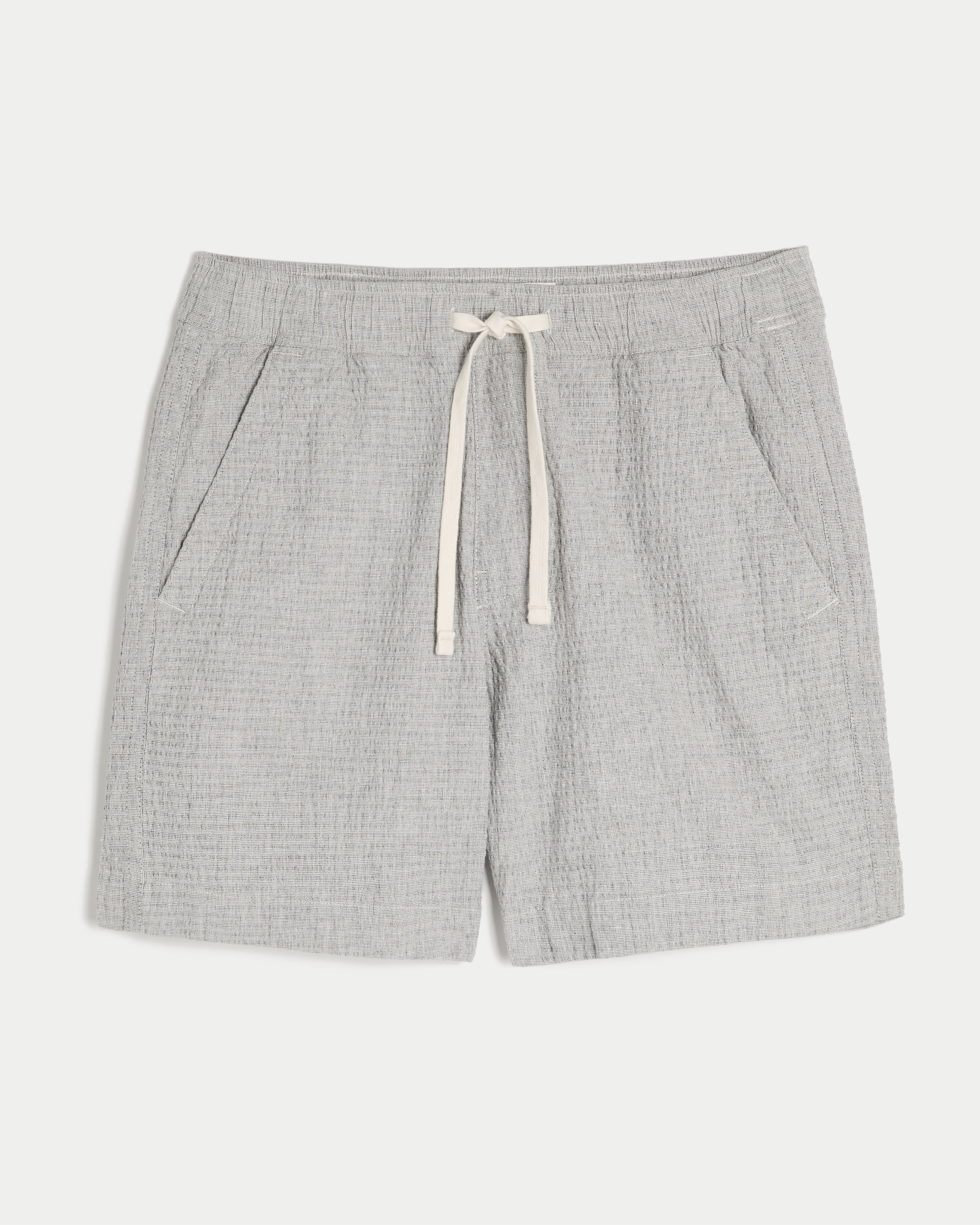 Above-the-Knee Seersucker Pull-On Shorts