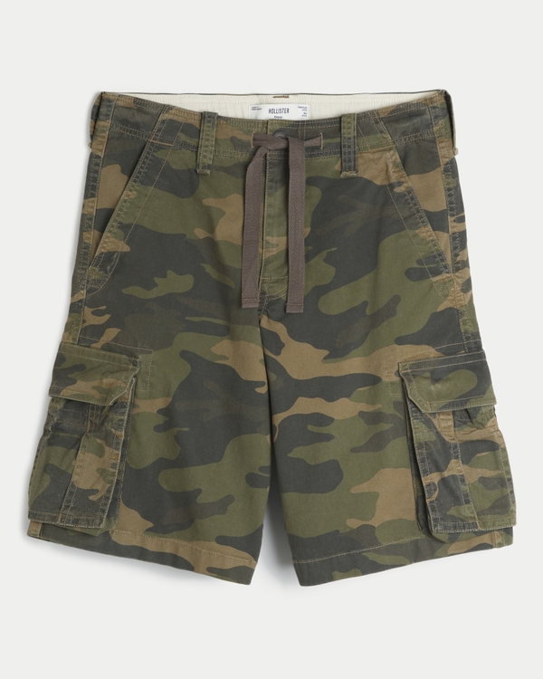 Low-Rise Baggy Camo Cargo Shorts, Olive Camo view 1