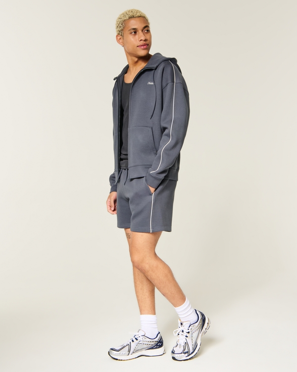 Mid-Thigh Everyday Cooling Fleece Shorts, Blue Gray view 2