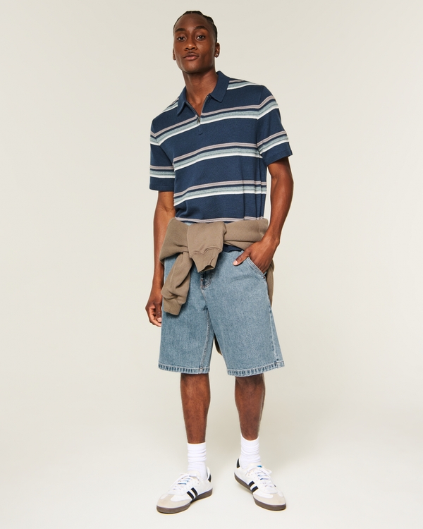 Baggy Comfort Start Graphic Jean Shorts, Light view 1