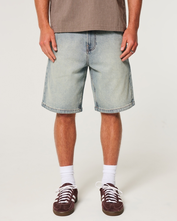 Baggy Comfort Jean Shorts, Light Destroy view 2