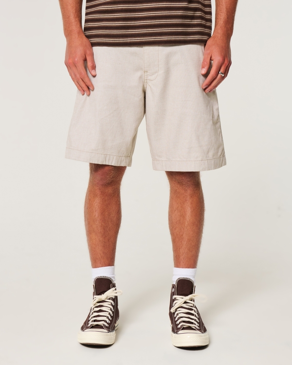 At-the-Knee Comfort Linen-Blend Shorts, Stone view 2