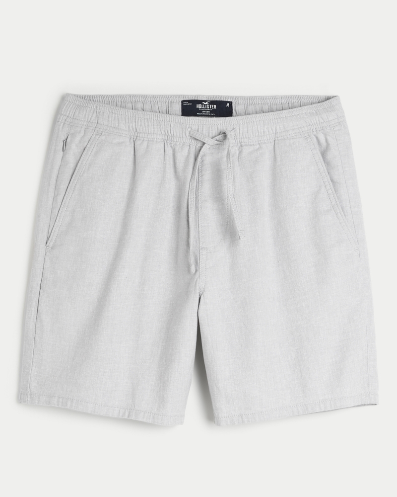 Linen Blend Pull-On Shorts 7"