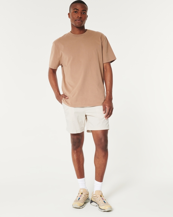Twill Pull-On Shorts 7", Cream view 2