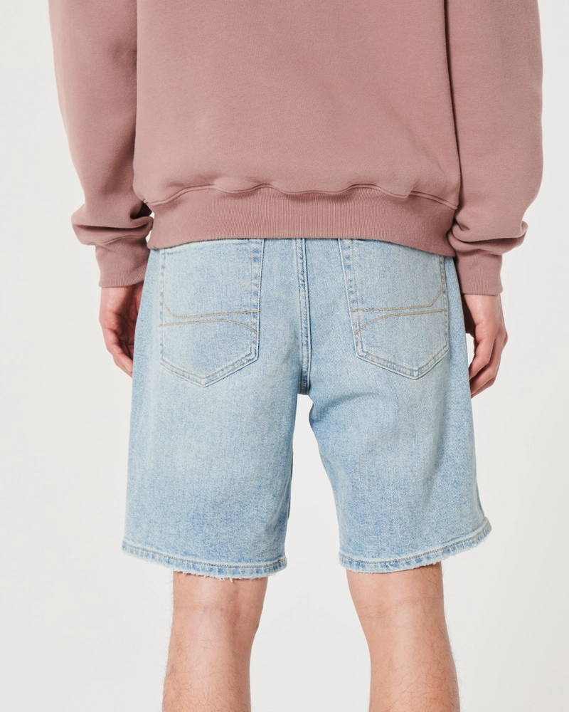 Light Wash Loose Denim Shorts 9"