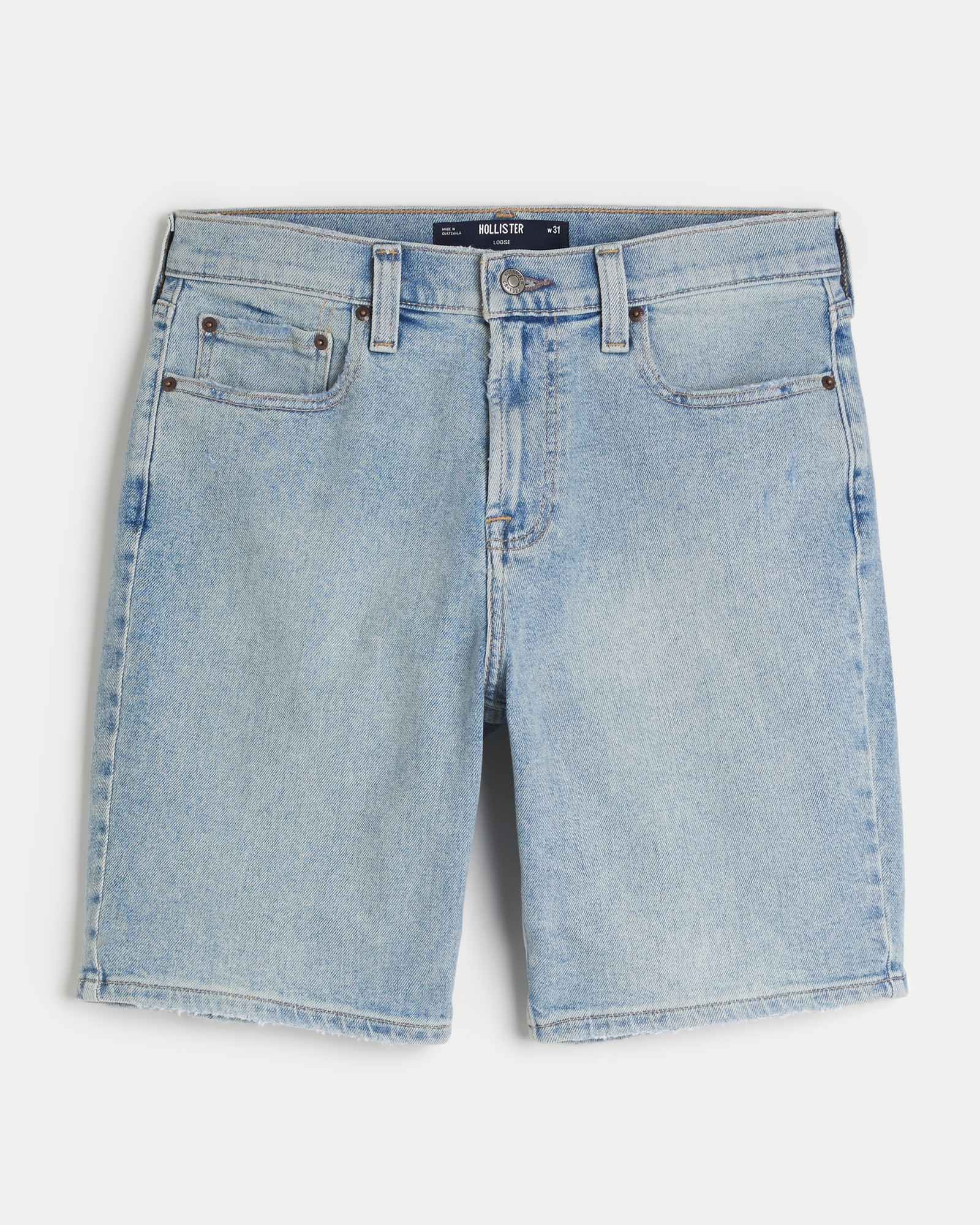 Men's Light Wash Loose Denim Shorts 9