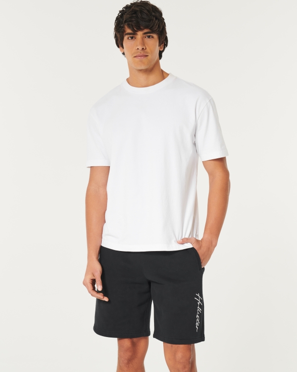 Fleece Logo Shorts 9", Black Hollister