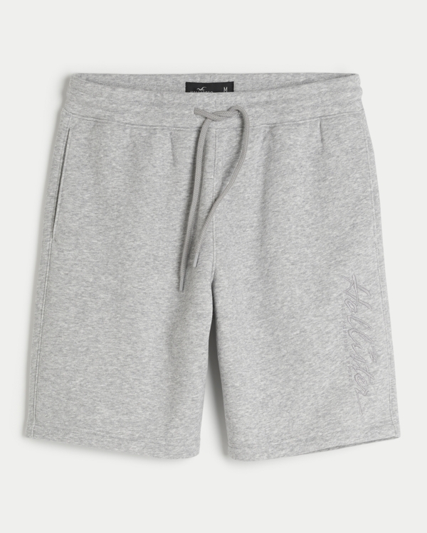 Fleece Logo Graphic Shorts 9", Heather Grey