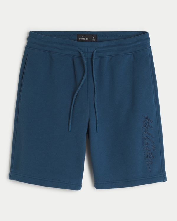 Fleece Logo Graphic Shorts 9", Faded Navy