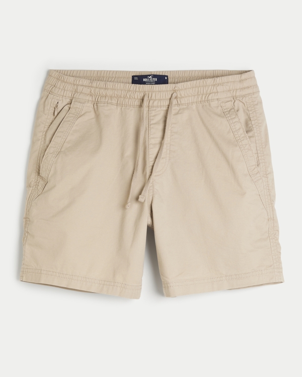 Twill Pull-On Shorts 7", Khaki